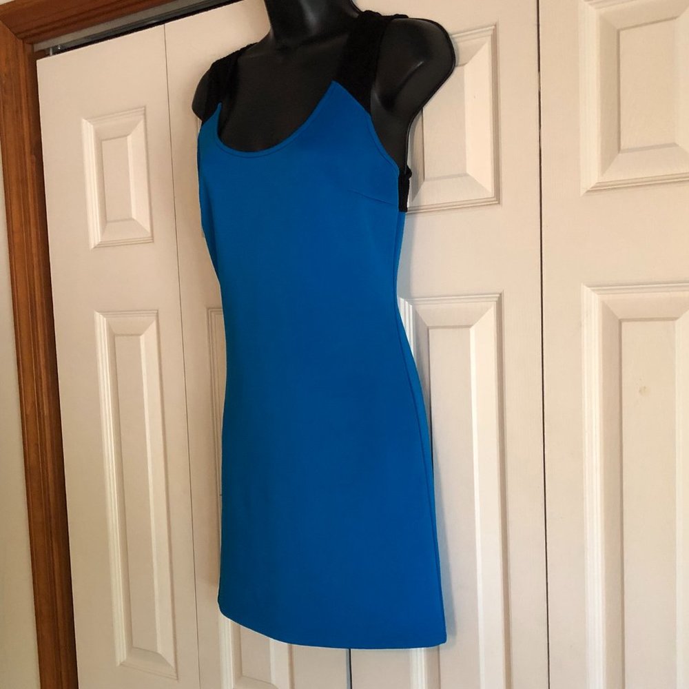 Forever 21 Cutout-Back Sleeveless Blue Dress w/black Lace, Size M